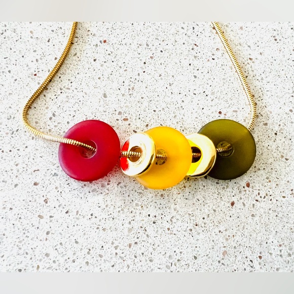 Liz Claiborne 32” long vintage snake chain necklace with round discs - Picture 2 of 5